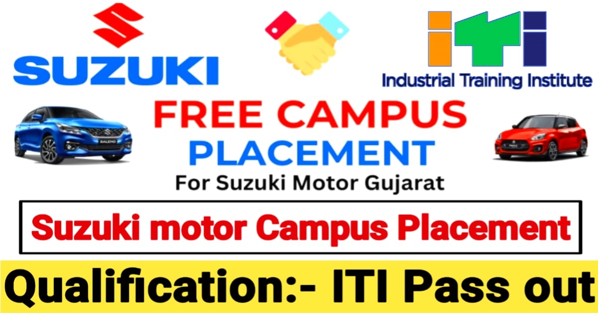 Suzuki Motor Gujarat Campus Placement 2024 | ITI Campus Placement | ITI Job Campus Placement | ITI JOB | ITI NEW JOB VACANCY | Suzuki Motor Gujarat ITI Vacancy 2024 | Suzuki Motor Gujarat job Vacancy 2024 | Suzuki Motor Gujarat Pvt Ltd Recruitment 2024 | Suzuki Motor Gujarat Campus Placement 2024 | Suzuki Motor Gujarat Campus Placement at NEW K.P. PVT ITI ARA | Suzuki Motor Campus Placement 2024 | ITI Campus Placement