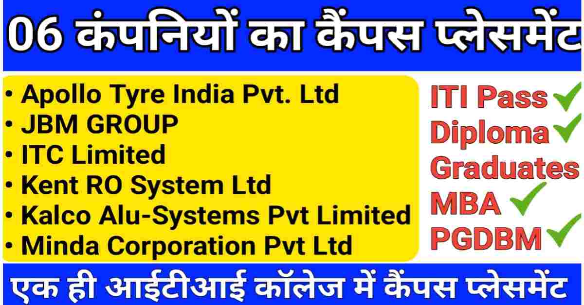 Apollo Tyres India & 05 Other Company Campus Placement 2024 | ITI campus placement